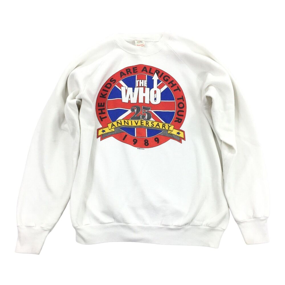 Vintage 1989 The Who Crewneck Pullover Sweatshirt Size Extra Large White XL